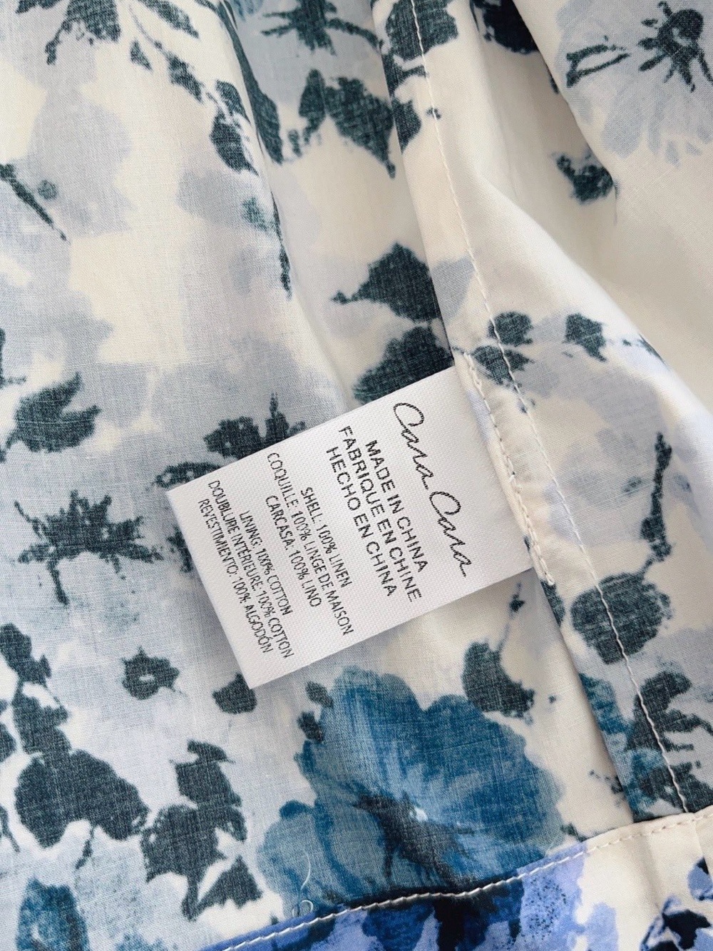 NWOT Cara Cara Blue Floral Belted Linen Midi Dress, Size US 2/4/6/8 - Picture 10 of 14